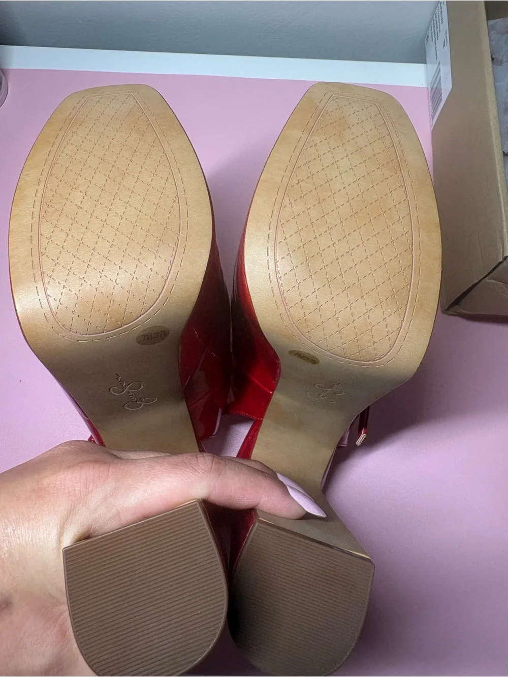 NIB Jessica Simpson Pialley Red Patent Platform Mary Jane Heels with Ankle Strap